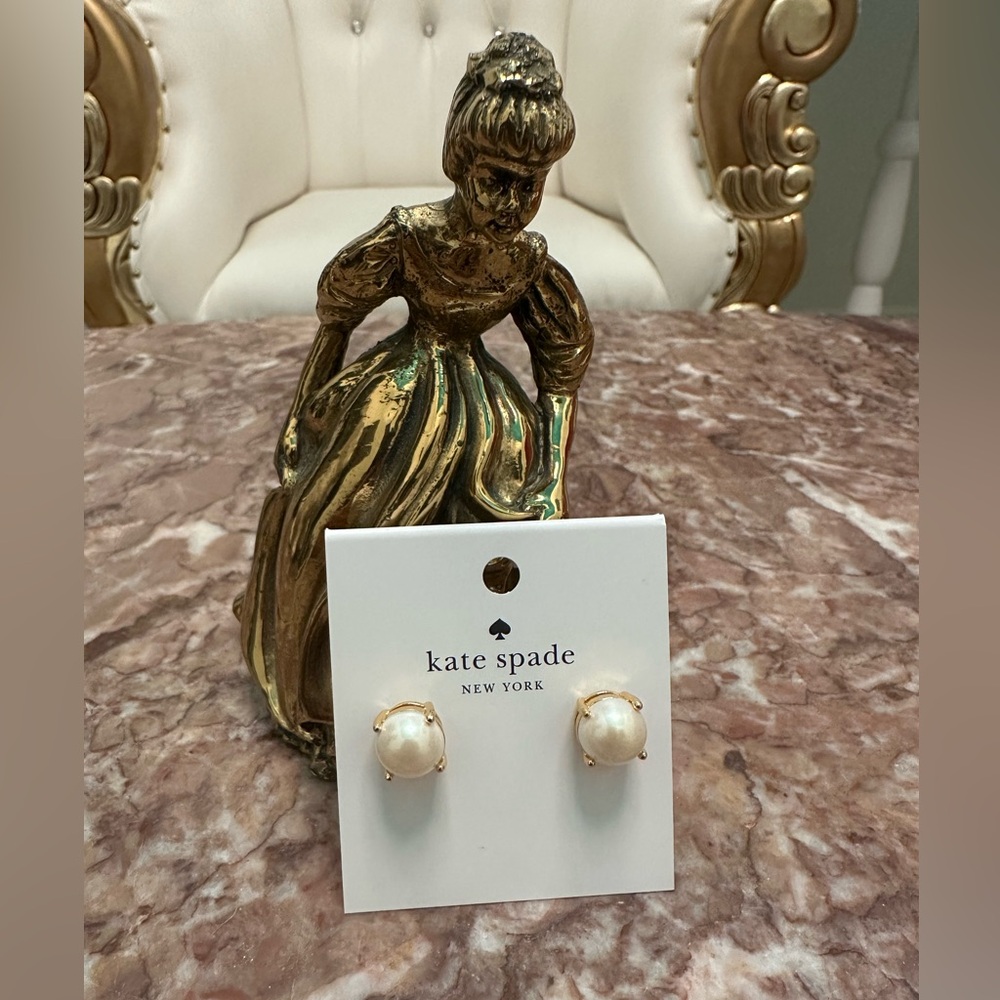 Kate Spade Gold and Cream Pearl Earrings -NWT
